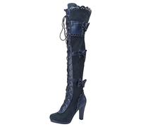 Stivali da Donna sopra Il Ginocchio Punta Tonda con Fiocco E Lacci Moda Autunno Inverno Eleganti Comodi per Festa Cerimonia Serata Città Weekend Look Femminile Romantico per Outfit Moda Donna