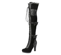 Stivali da Donna sopra Il Ginocchio Punta Tonda con Fiocco E Lacci Moda Autunno Inverno Eleganti Comodi per Festa Cerimonia Serata Città Weekend Look Femminile Romantico per Outfit Moda Donna