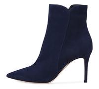 Stivali da Donna Stivaletti Corti in Scamosciata Scarpe col Tacco a Punta Tacco a Spillo Alto Slip on Ankle Boots Cerniera Tronchetti Tacchi Alti Invernali Outdoor Scarponi,Blu,36 EU