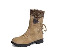 Stivali da Donna Stivali da Motociclista Invernali Caldi, alla Moda, Comodi Medievali Fino al Ginocchio, Scarpe Comode Ed Eleganti per Tutti I Giorni-Khaki||Numeric_38