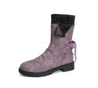 Stivali da Donna Stivali da Motociclista Invernali Caldi, alla Moda, Comodi Medievali Fino al Ginocchio, Scarpe Comode Ed Eleganti per Tutti I Giorni-Purple||Numeric_43