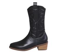 Stivali da Donna,Stivali Invernali Donna Morbidi Jeans Casual Western Scarpe di Media Altezza Cowboy Stivaletto con Plateau Lunghi Texani Stivaletti in Pizzo Ricamo