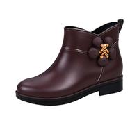 Stivali da donna Wellington con orsetto e fiore, scarpe casual da pioggia, Marrone, 38 EU