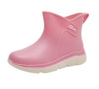 Stivali da donna Wellington facili da infilare alla caviglia, in gomma, design a gamba corta, leggeri, casual, per attività all'aperto, avventure, impermeabili, corti, Chelsea Garden, rosa, 38 EU