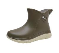 Stivali da donna Wellington facili da infilare alla caviglia, in gomma, design a gamba corta, leggeri, casual, per attività all'aperto, avventure, impermeabili, corti, Chelsea Garden, Verde, 38.5 EU