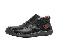 Stivali da guida da uomo nel Regno Unito, fatti a mano in pelle di alta qualità, senza lacci, stivaletti corti casual vintage con fondo piatto, scarpe basse medievali, leggere, morbide, sportive