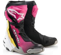 Stivali da moto Alpinestars Supertech R neri-bianchi-rosa-gialli 40