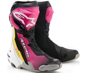 Stivali da moto Alpinestars Supertech R neri-bianchi-rosa-gialli 41