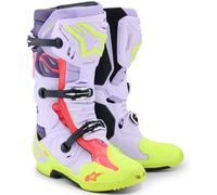 Stivali da moto Alpinestars Tech 10 Supervented Viola-Giallo Fluo-Rosa 43