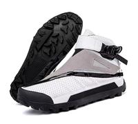 Stivali da moto da uomo, scarpe da moto impermeabili professionali con supporto per caviglia, stivali da motociclista da motociclista in pelle da strada,Bianca,40