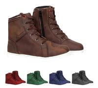 Stivali da moto da uomo - Scarpe protettive in pelle per motociclisti, traspiranti, rinforzate con cavigliera, suola antiscivolo, stivali da turismo con lacci approvati CE, marrone, 45 EU
