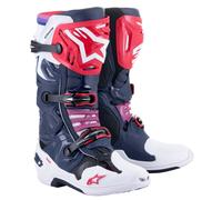 Stivali da moto perforati Alpinestars Tech 10 Supervented blu scuro-bianco-rosso-viola 49,5