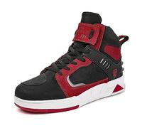 Stivali da Moto Uomini,Casuale Traspirante Leggero Scarpe da Moto per Donna,Pelle Scamosciata Anti Scivolo Scarpe da Moto,Unisex,con Ingranaggio,per Tutte Le Stagioni (Color : Red, Size : 43 EU)