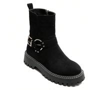 Stivali da motociclista da donna con fibbia argentata - suola chunky e stile urbano Stile affermativo con bottines motards pour femme, concepito per allier caractère e confort au quotidien. Eccellente