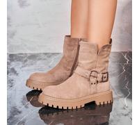 Stivali da motociclista da donna con fibbia argentata - suola chunky e stile urbano Stile affermativo con bottines motards pour femme, concepito per allier caractère e confort au quotidien. Eccellente