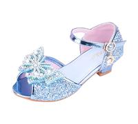Stivali da neve 24 sandali lucidi scarpe da principessa arco tacchi alti mostrano scarpe da principessa pantofole 1 anno, Blu, 33.5 EU