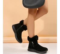 Stivali da neve casual e comodi da donna, punta tonda con lacci e cerniera laterale, stivali corti in pelle leggeri e piatti, stivali con gambale corto, versatili da indossare con giacca imbottita, ab