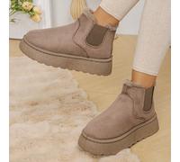 Stivali da neve corti da donna taglie forti, stivali corti caldi e soffici per autunno/inverno, da indossare dentro e fuori, slip-on, colore cachi, misura USA 6-10, stivali con fodera in pelliccia CN3