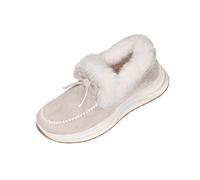 Stivali da neve da donna, casual, invernali, con suola spessa, con fiocco e nodo peloso, grigio, 40.5 EU