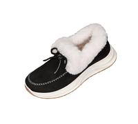 Stivali da neve da donna, casual, invernali, con suola spessa, con fiocco e nodo peloso, Nero , 38.5 EU