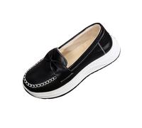 Stivali da neve da donna, casual, invernali, con suola spessa, in velluto, caldi, con fiocco e zeppa, Nero , 40 EU