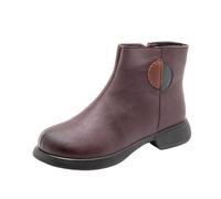 Stivali da neve da donna, con calda imbottitura, comodi, da donna, antiscivolo, in pelle, morbidi, comodi, eleganti, per attività all'aria aperta, per attività sulla neve, Colore: rosso, 35 EU