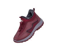 Stivali da neve da donna, con calda imbottitura, comodi, da donna, antiscivolo, in pelle, morbidi, comodi, eleganti, per attività all'aria aperta, per attività sulla neve, Colore: rosso, 40 EU