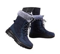 Stivali da neve da donna, impermeabili, con calda imbottitura, alla moda, per attività all'aria aperta, da trekking, da trekking, da neve, Blu, 41 EU