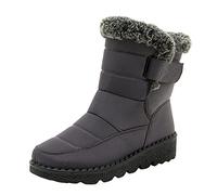 Stivali da neve da donna, impermeabili, ispessiti e caldi, con suola piatta, tinta unita, mezzo polpaccio, comodi stivali di lana, per il tempo libero, grigio., 42 EU