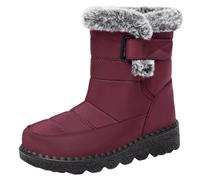 Stivali da Neve da Donna, Invernali Stivaletti Invernali in Velluto Antiscivolo, Caldi e Comodi per attività all'aperto, Alpinismo e Tempo Libero,Rosso,41