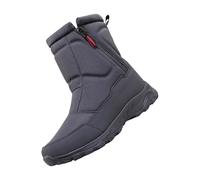 Stivali da neve da uomo, foderati, invernali, con cerniera, antiscivolo, invernali, con suola piatta, morbidi, per attività all'aperto, campeggio, grigio., 50 EU