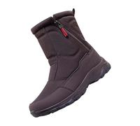Stivali da neve da uomo, impermeabili, imbottiti, caldi, invernali, con chiusura lampo laterale, con plateau e scarpe termiche antiscivolo, comode da trekking, marrone, 50 EU