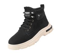 Stivali da neve da uomo, invernali, da uomo, con calda imbottitura, alla moda, per l'estate e l'autunno, casual, piatti, leggeri, traspiranti, tinta unita, Nero , 39 EU