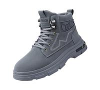 Stivali da neve da uomo, invernali, da uomo, con calda imbottitura, alla moda, per l'estate e l'autunno, casual, piatti, leggeri, traspiranti, tinta unita, grigio., 42 EU