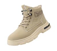 Stivali da neve da uomo, invernali, da uomo, con calda imbottitura, alla moda, per l'estate e l'autunno, casual, piatti, leggeri, traspiranti, tinta unita, cachi, 41 EU