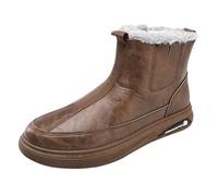 Stivali da neve da uomo, invernali, senza lacci, per il tempo libero | Stivaletti da uomo con calda imbottitura, in pelle sintetica, tinta unita, eleganti, per il tempo libero