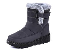 Stivali da Neve Donna Invernali Impermeabili Pelo Calde con Bassi e Strappo Stivaletti Dopo Sci Antiscivolo Scarpe Neve Antinfortunistiche Sneakers Eleganti Casual per Montagna Trekking,Grigio,40