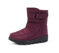 Stivali da neve invernali da donna, caldi, foderati in pile, scarpe casual per il massimo comfort nella stagione fredda, Colore: rosso, 40 EU