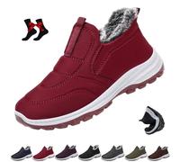 Stivali da neve invernali da donna, foderati in calda pelliccia, leggeri, alla caviglia, comodi, foderati in pelliccia, Da donna rossa., 46 EU