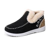 Stivali da neve invernali da donna, impermeabili, con supporto per arco plantare, antiscivolo, termici, foderati in peluche, stivaletti da passeggio alla moda da lavoro e mocassini casual, Nero , 39