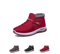 Stivali da Neve Invernali da Donna, Scarpe da Ginnastica Ortopediche Antiscivolo e Calde con Stivaletti alla Caviglia da Esterno con Chiusura a Strappo(Red,36 EU)