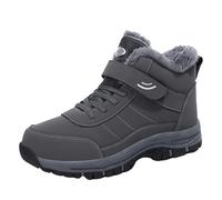 Stivali da neve invernali da uomo, caldi, foderati in pelliccia, casual, con lacci, con cinghia, per passeggiate nella stagione fredda, Grigio, 41 1/3 EU