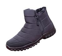 Stivali da neve invernali da uomo per escursionismo, termici, per esterni, foderati in pelliccia, impermeabili, stivali da trekking per il freddo, caldi, antiscivolo, leggeri, Nero , 39.5 EU