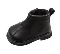 Stivali da neve per bambini 32, impermeabili, alla moda Simple Splicing Plus Velvet Short Boots Stylish Side Zipper Soft Sole Children's Toddler Shoes Warm Boots Stivali da neve per bambini, Nero