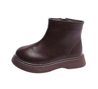 Stivali da neve per bambini, impermeabili, in velluto caldo, versatile, con cerniera, morbidi, non slip, in cotone, 37, marrone, 25.5 EU