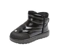 Stivali da neve per bambini, in peluche, invernali, con calda imbottitura, con chiusura lampo, scarpe piatte, nero 1, 38 EU