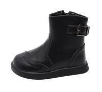Stivali da neve per bambini invernali Children's British Style Two Cotton Ankle Boots Girls Black Plus Velvet Side Zipper Boots Medium and Large Children's Boots Bambini - Stivali termici, Nero , 26