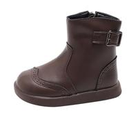 Stivali da neve per bambini invernali Children's British Style Two Cotton Ankle Boots Girls Black Plus Velvet Side Zipper Boots Medium and Large Children's Boots Bambini - Stivali termici, marrone, 26