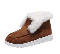 Stivali da neve piatti da donna invernali 2025 casual invernali pantofole calde foderate in pelliccia sintetica comode, leggeri, mocassini, scarpe alla moda outdoor, comodi, casual, corti, A marrone