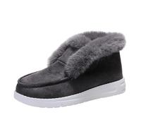 Stivali da neve piatti da donna invernali 2025 casual invernali pantofole calde foderate in pelliccia sintetica comode, leggeri, mocassini, scarpe alla moda outdoor, comodi, casual, corti, A Grey